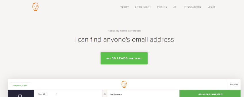 Voila Norbert, a tool that lets you search for and validate email addresses